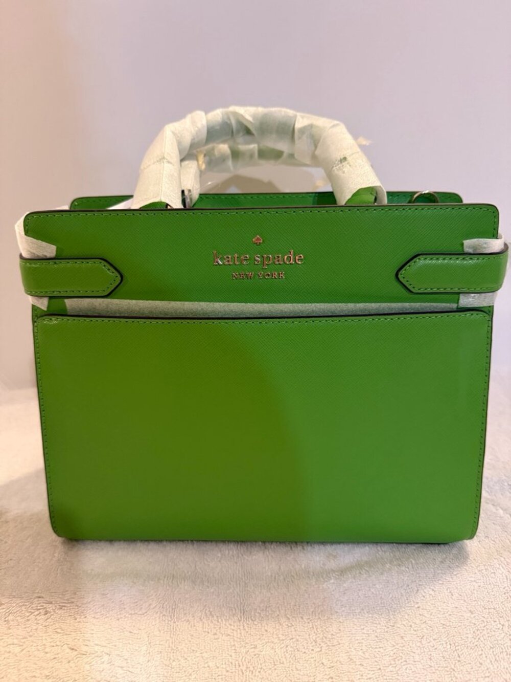 Kate Spade Staci Medium Satchel Turaco Green WKRU6951 Saffiano Leather NWT $399